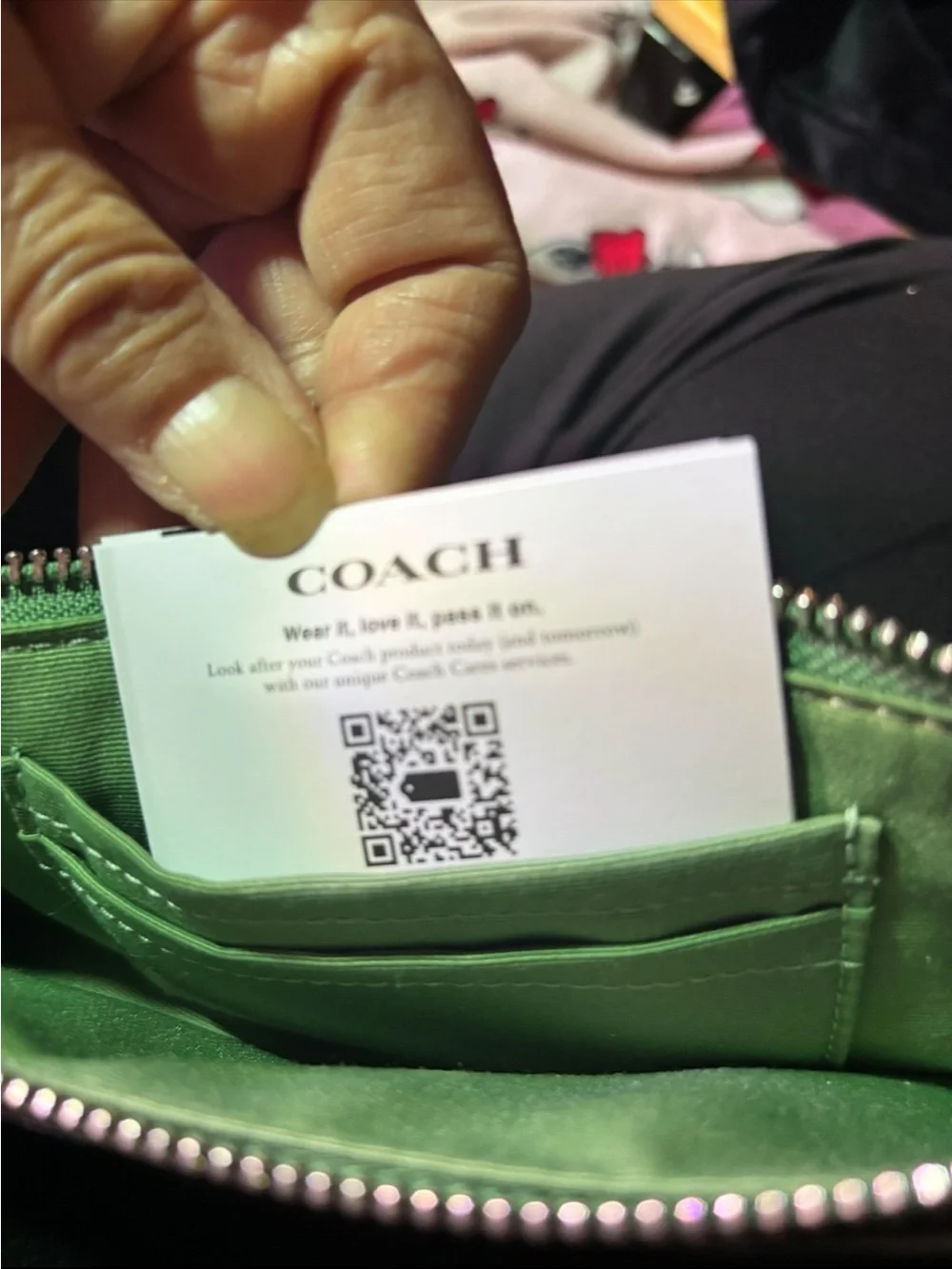 Coach Mint Green Suede Wristlet Clutch